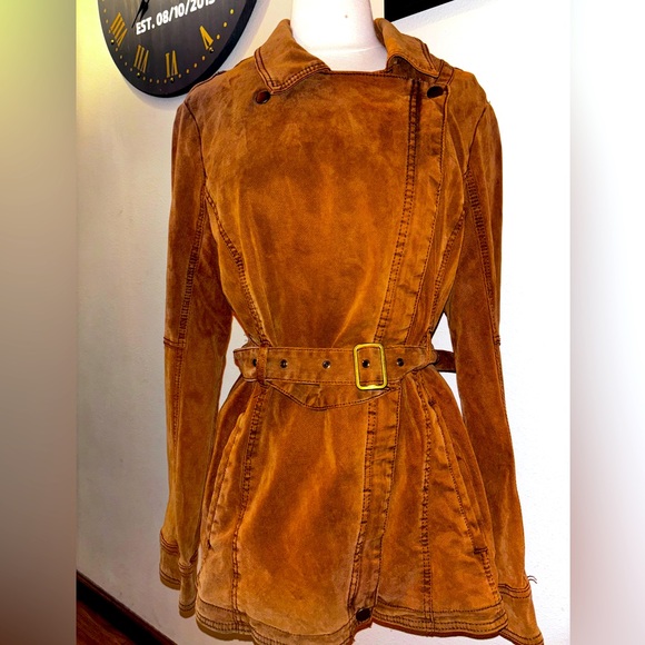 Anthropologie Jackets & Blazers - Anthropologie Everyday Moto Jacket Womens Medium Cognac Asymmetrical Zip Belt